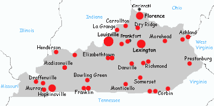 Kentucky hotels map