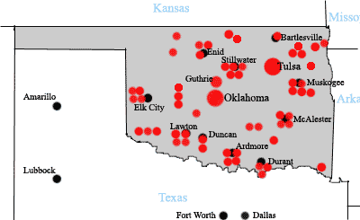 Hotels Oklahoma, Tulsa map 